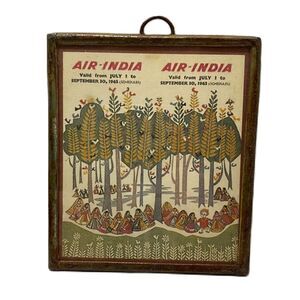 Vintage September 1963 Air-India Aluminum Framed Schedule 4 Inch X 3.5 Inch